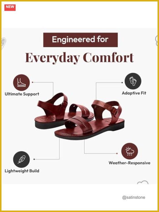 Handmade Leather Sandals from Jerusalem - Unisex Biblical Style main image 6